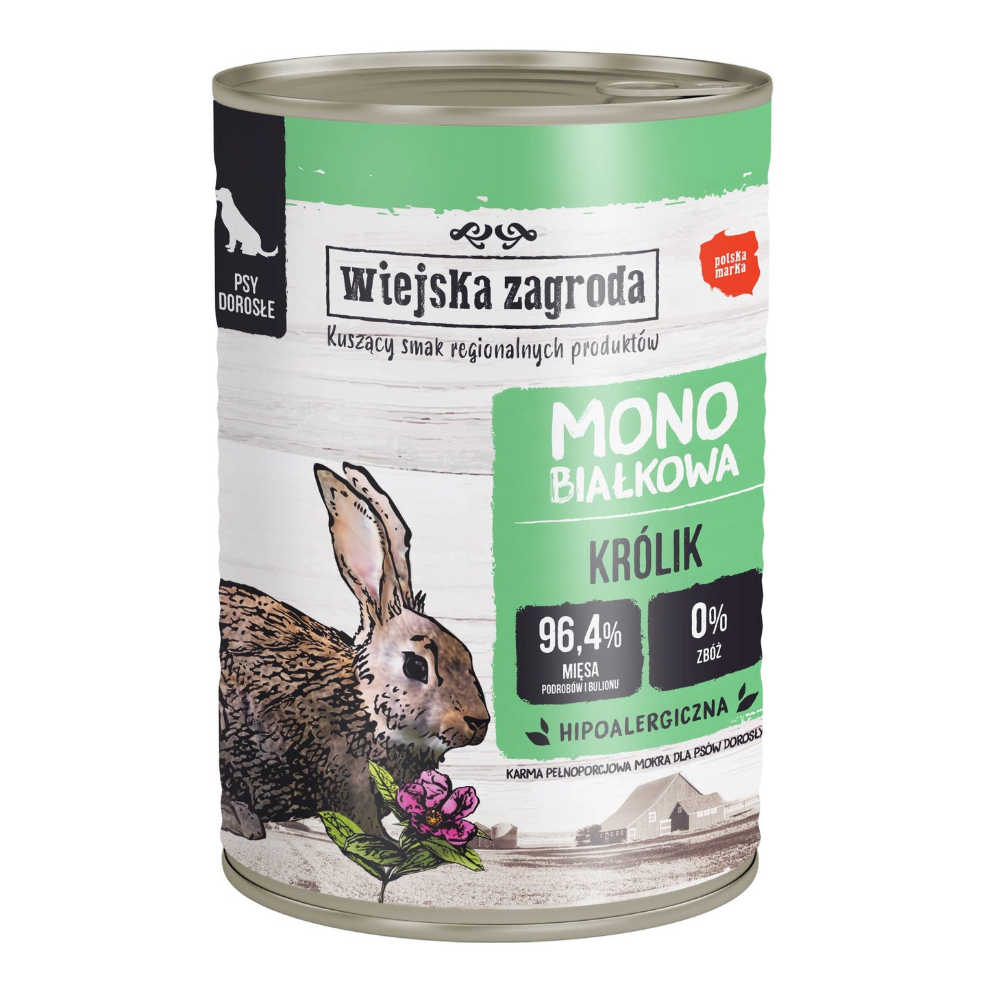 Mokra i zdrowa karma dla psa Wiejska Zagroda puszka 400 g królik