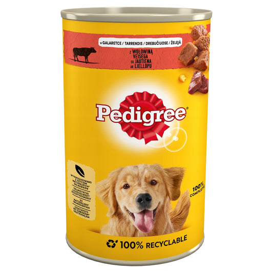 Karma dla psa wołowina w galarecie 1,2 kg puszka z błonnikiem PEDIGREE