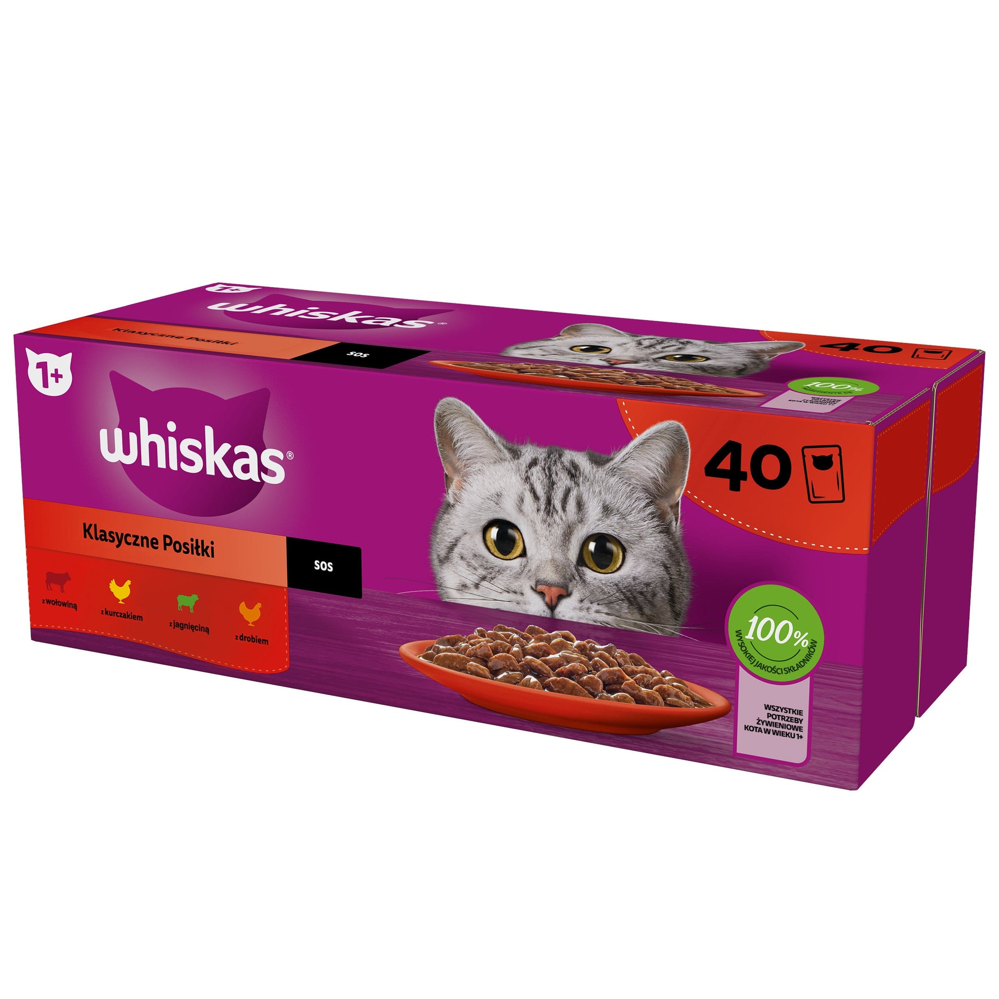 Mokra karma dla kota mix smaków 40x85 g klasyczna WHISKAS smaczna