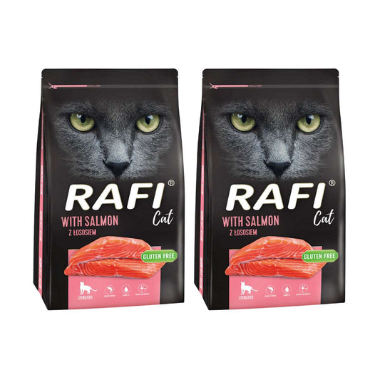Sucha karma dla kota łosoś bogata w zdrowe tłuszcze dla sterylizowanego kota RAFI worek 1, 5 kg