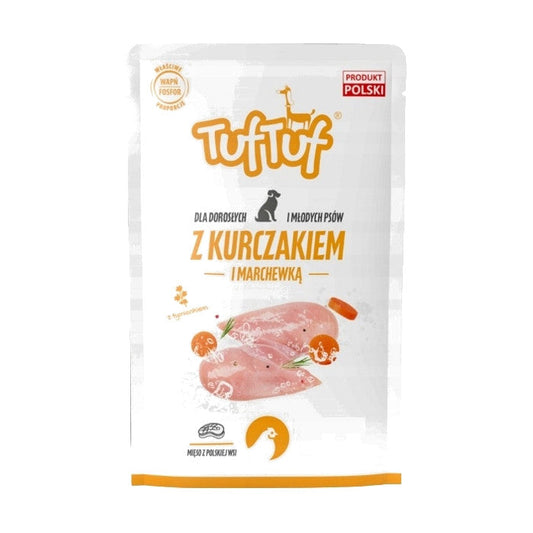 Karma dla psa mokra saszetka TUF TUF kurczak i marchewka dobrej jakości 500 g 