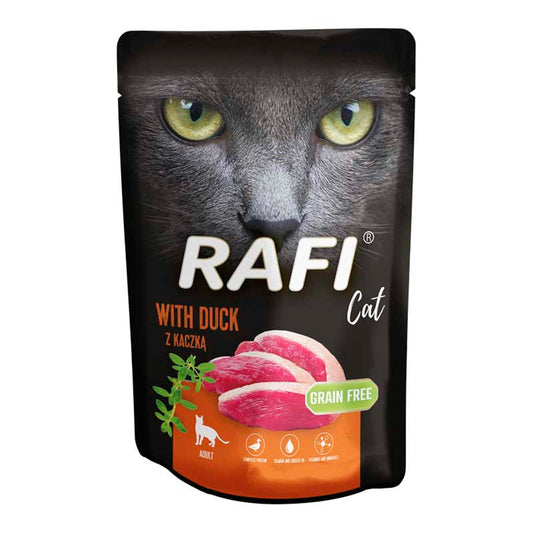 Mokra karma dla kota saszetka RAFI kaczka 100 g dobrej jakości