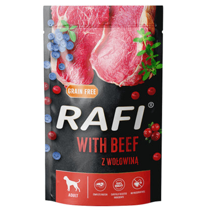 Karma mokra dla psa RAFI z wołowiną borówką żurawiną 500 g